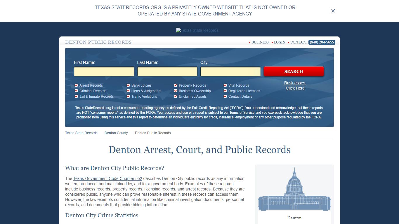 Denton Arrest and Public Records | Texas.StateRecords.org